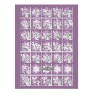 American Finger Alphabet 4 - lavender gray / Poster