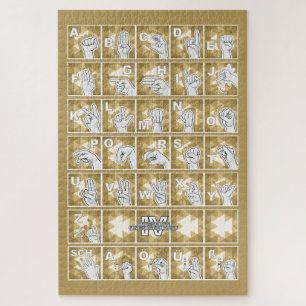 American Finger Alphabet 4 - yellow / Jigsaw Puzzle