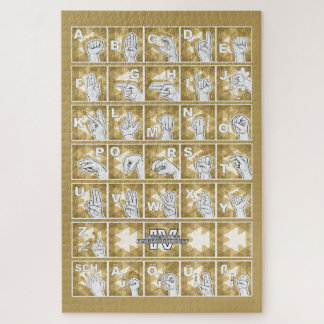 American Finger Alphabet 4 - yellow / Jigsaw Puzzle