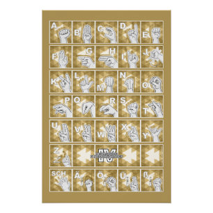 American Finger Alphabet 4 - yellow / Poster