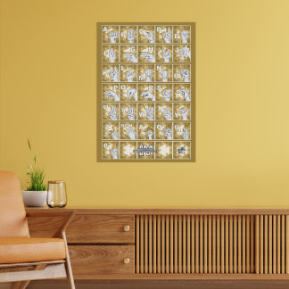American Finger Alphabet 4 - yellow / Poster