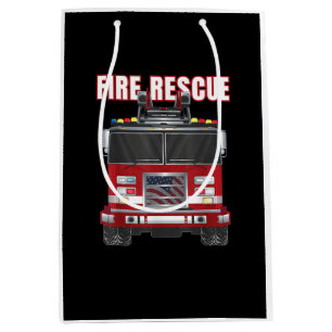 American Fire Rescue Firefighter Department Truck Medium Gift Bag