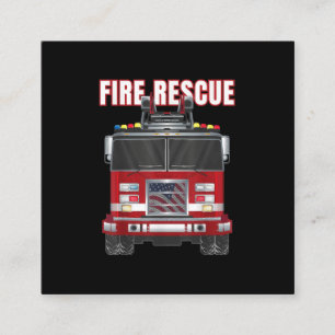 American Fire Rescue Firefighter Department Truck Square Business Card