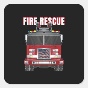 American Fire Rescue Firefighter Department Truck Square Sticker