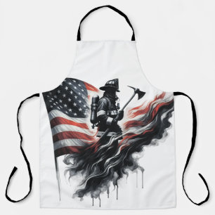  American firefighter.Flag of the United States. Apron