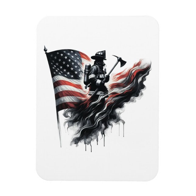  American firefighter.Flag of the United States. Magnet (Vertical)