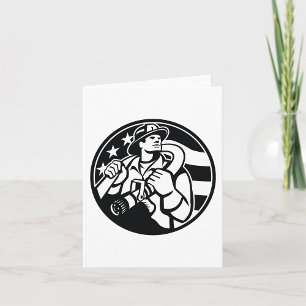 American Firefighter Hero Bold Black And White Card