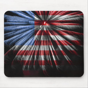 American Fireworks Flag Mouse Pad