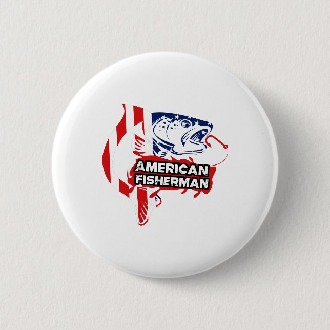 American fisherman 6 cm round badge (Front)