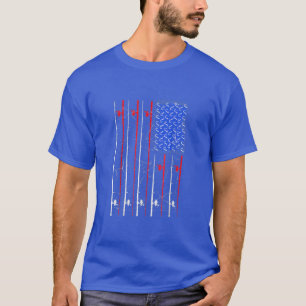 American Fishing Rod Flag Fisherman Us 24 T-Shirt