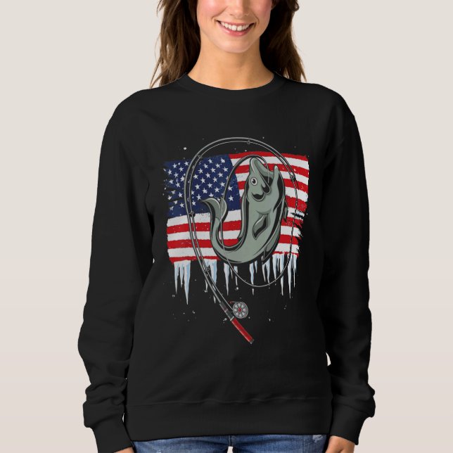 American Fishing Rod Flag Fisherman Us 2 Sweatshirt (Front)
