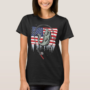 American Fishing Rod Flag Fisherman Us 2 T-Shirt