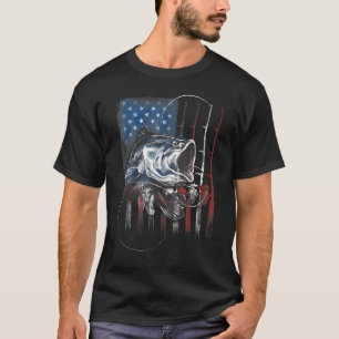 American Fishing Rod Flag Fisherman Us T-Shirt