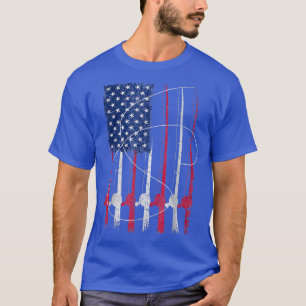 American fishing rod flag Fisherman US T-Shirt