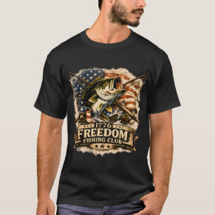 American Fishing Rod Flag, Vintage Usa Fishing Pol T-Shirt