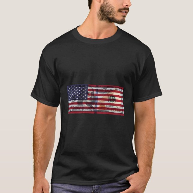 American Flag 100 Dollar Bill Hoodie T-Shirt (Front)