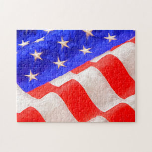 American Flag 11x14 Photo Puzzle with Gift Box