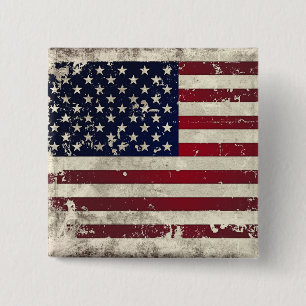 American Flag 15 Cm Square Badge