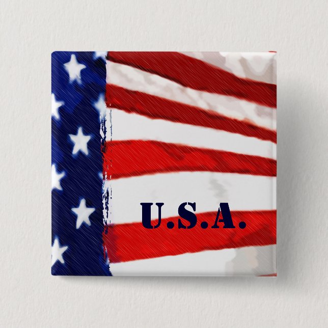 American Flag 15 Cm Square Badge (Front)