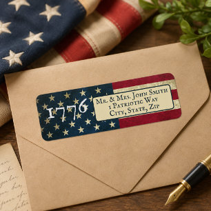 American Flag 1776 return address Label