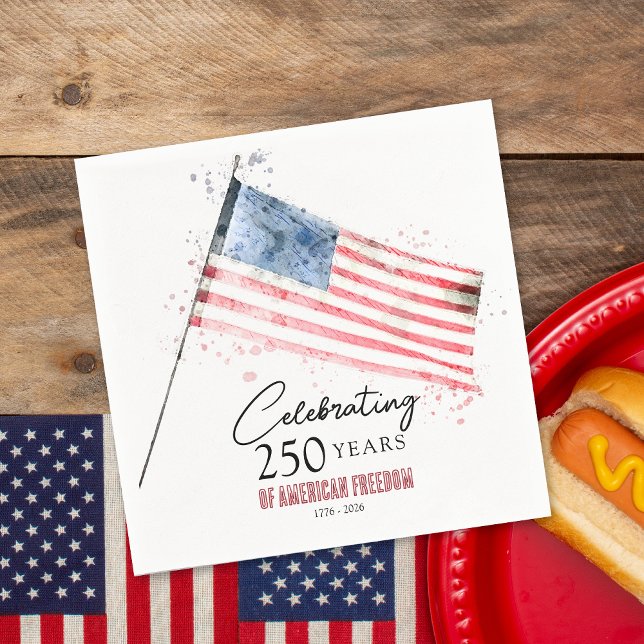 American Flag 250 Years Freedom 4th of July Party Napkin (Creator Uploaded)