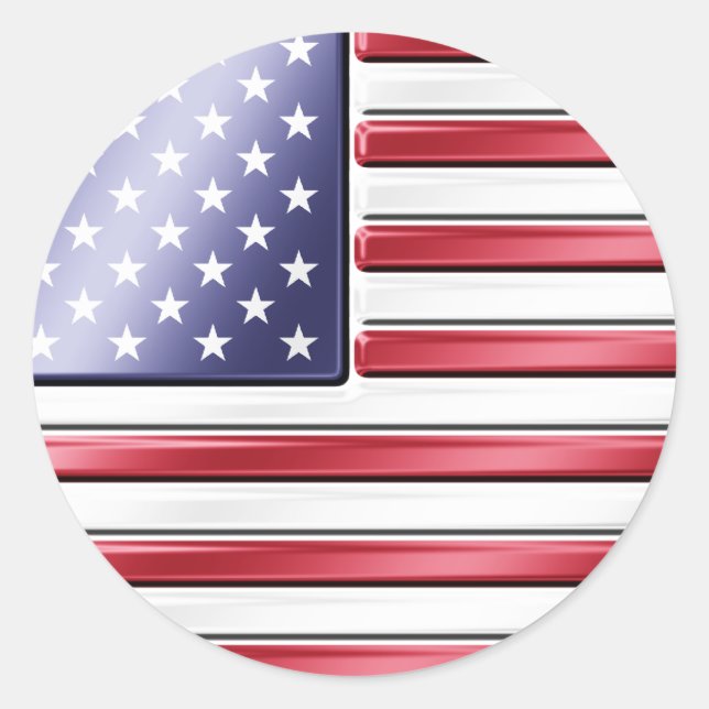 American Flag 2 - USA - Metallic Classic Round Sticker (Front)