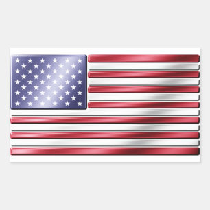 American Flag 2 - USA - Metallic Rectangular Sticker