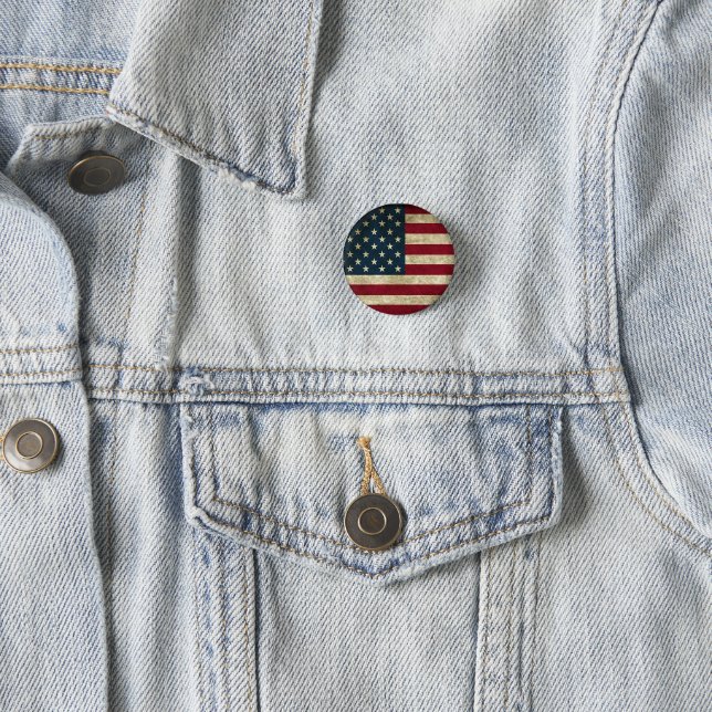 American Flag 3 Cm Round Badge (In Situ)