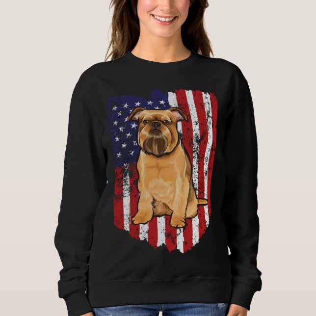 American Flag 4 July Brussels Griffon Sweatshirt (Front)