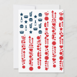 american flag 4th july picnic invitation