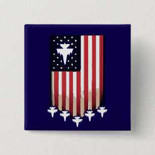 American Flag 4th of July 15 Cm Square Badge