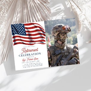 American Flag 4th of July Army Retirement Invitation