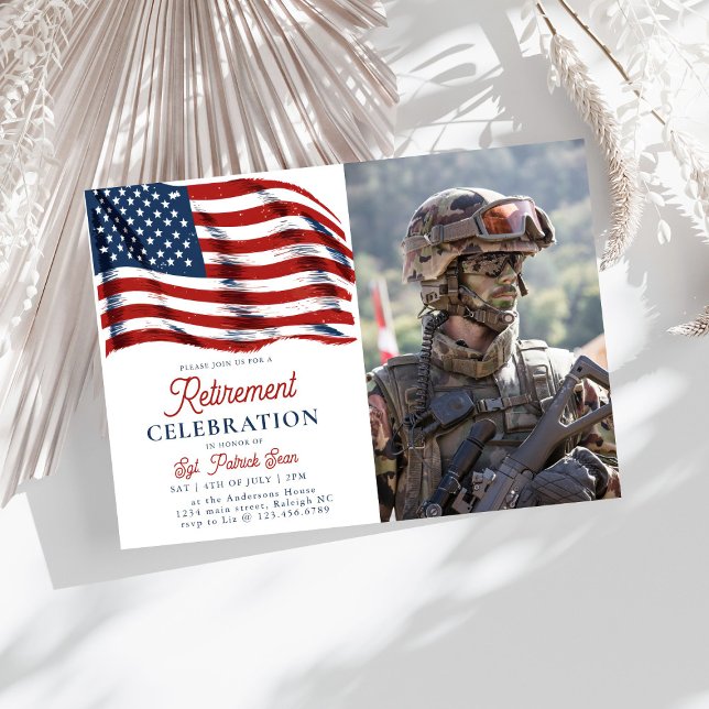  American Flag 4th of July Army Retirement Invitation (Creator Uploaded)
