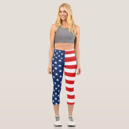 American Flag 4th of July Capri Leggings