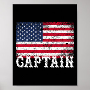 American Flag 4th Of July Captain For Boat Owners Poster