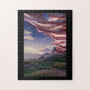 American flag 4th of July celebration abstract art Jigsaw Puzzle