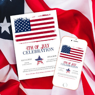 American Flag 4th of July Celebration Invitation