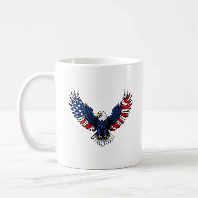 American Flag 4th of july Eagle Patriotic USA Coffee Mug (Left)