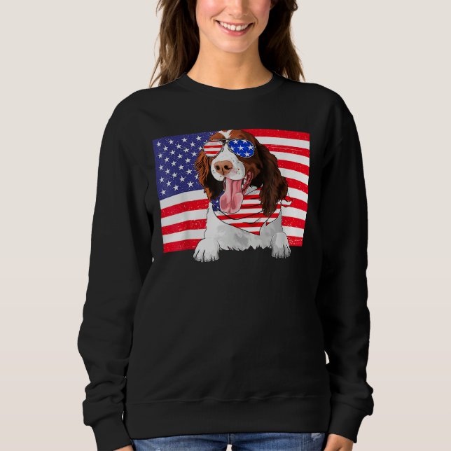 American Flag 4th Of July English Springer Spaniel Sweatshirt (Front)