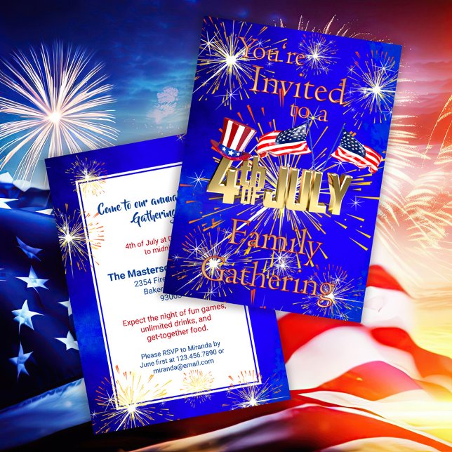 American Flag 4th of July Family Reunion Invitation (Creator Uploaded)