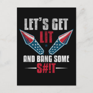 American Flag 4th of July Fireworks Celebration Postcard