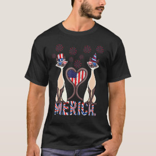 American Flag 4th Of July Fireworks Cute Cat Sungl T-Shirt