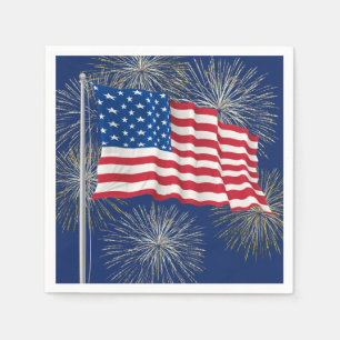 American Flag 4th of July Fireworks Napkin