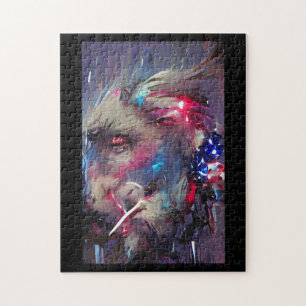 American flag 4th of July furry abstract art Jigsaw Puzzle