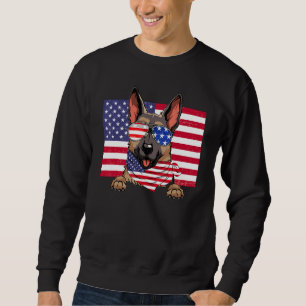 American Flag 4th of July German Shepherd Dad Mum Sweatshirt