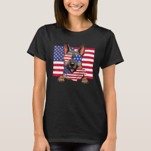 American Flag 4th of July German Shepherd Dad Mum T-Shirt