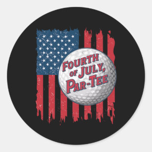 American Flag 4th Of July Golf Shirts Classic Round Sticker