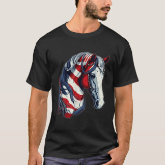 American Flag 4Th Of July Horse Patriotic T-Shirt