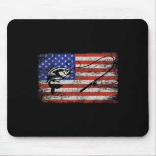 American Flag 4th Of July Independence Day Fishing Mouse Pad