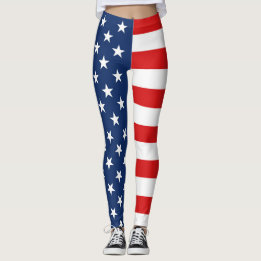 American Flag 4th of July Leggings